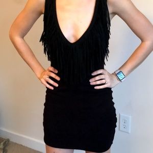 Sexy Little Black Dress with Fringe